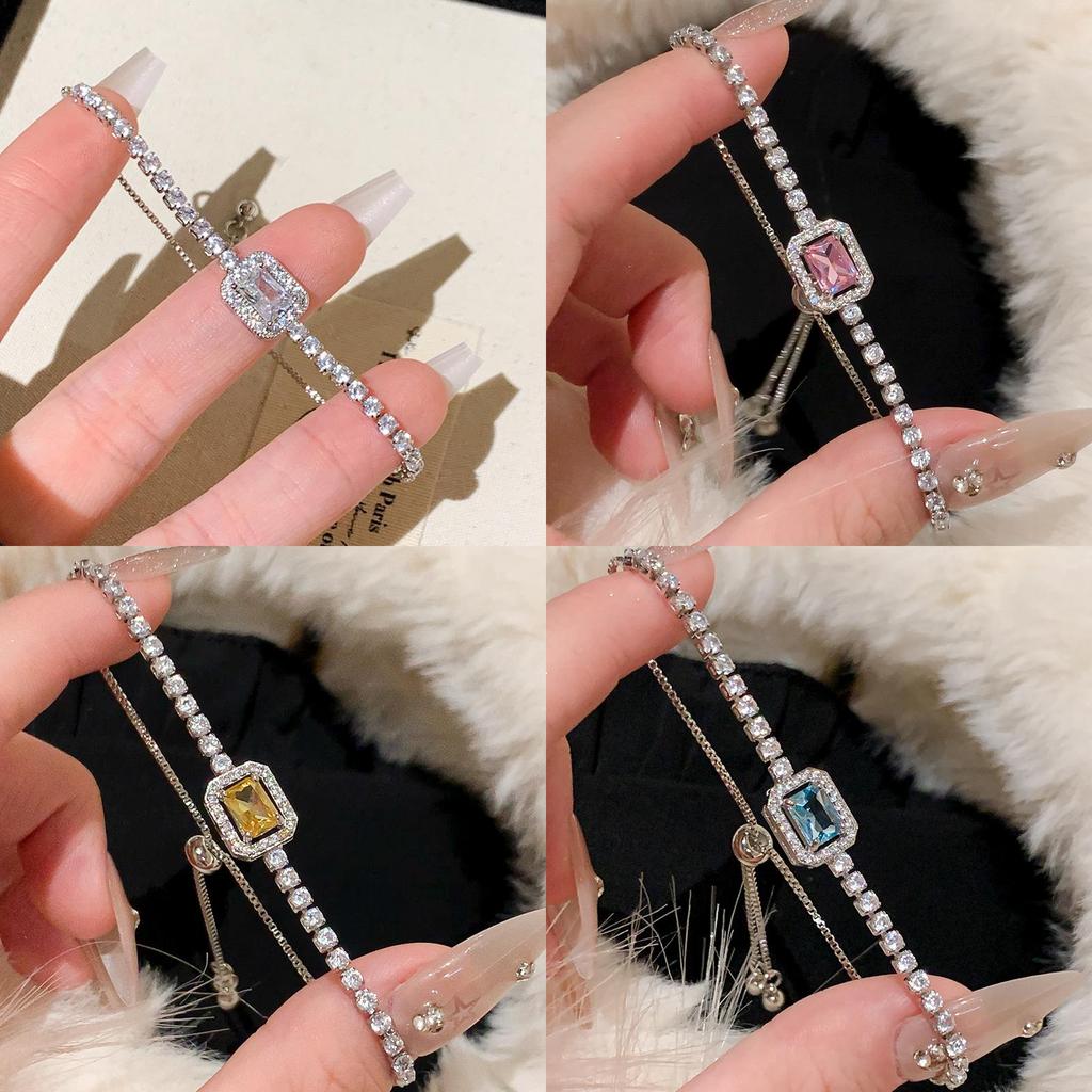 Geometric Zircon Square Adjustable Bracelet For Womens Fashion And Giftgiving