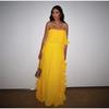 Seksowna Sukienka Długa Żółta Bez Ramiączek z Falbankami Kobiety Bez Rękawów Bez Pleców Długość do Podłogi Sukienki na Imprezę Sukienka Plażowa