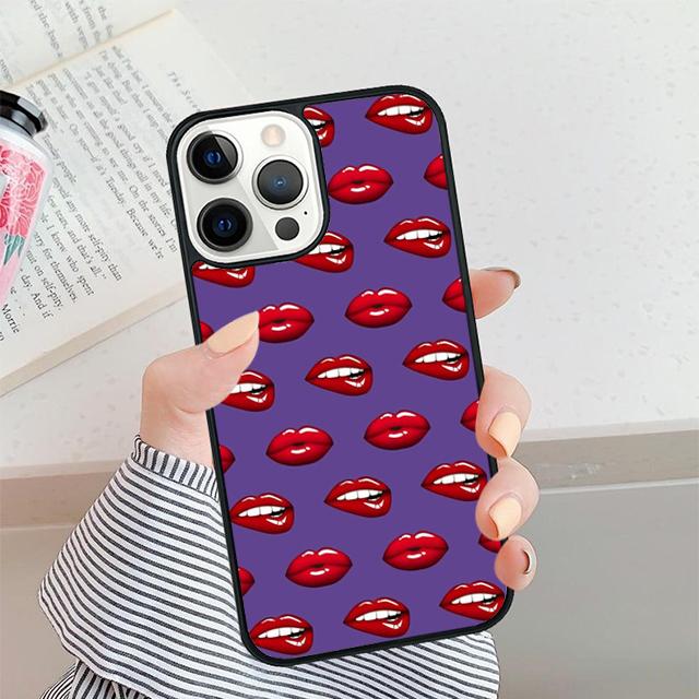 Sexy Mädchen Dame Rote Lippen Handyhülle Für iPhone 17 Air 16 15 14 plus 12 13 Pro max Weiche Stoßfängerhülle Cover coque
