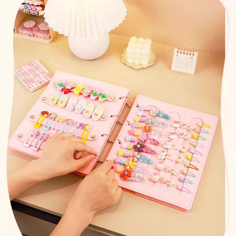 Cute Hair Accessory Storage Book for Kids, Hair Clips and Headbands Display Folder, Foldable Convenient Hairband Organizer Bag
