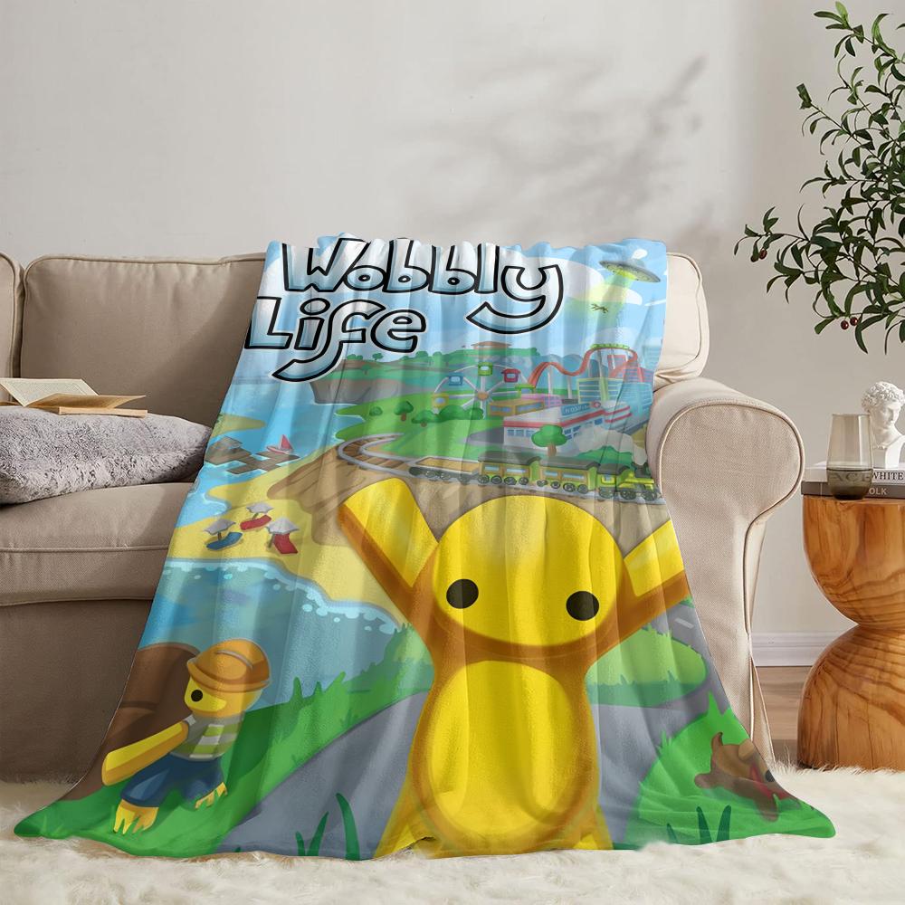 W-Wobbly Life Throw Soft Flannel Throw Summer Blanket Lightweight Cozy Nap Blanket for Sofa Bed Travel 75x90cm