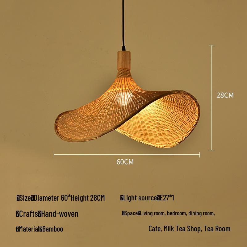 Zen Bamboo Pendant Lamp: Rattan Woven Japanese Tea Room Light