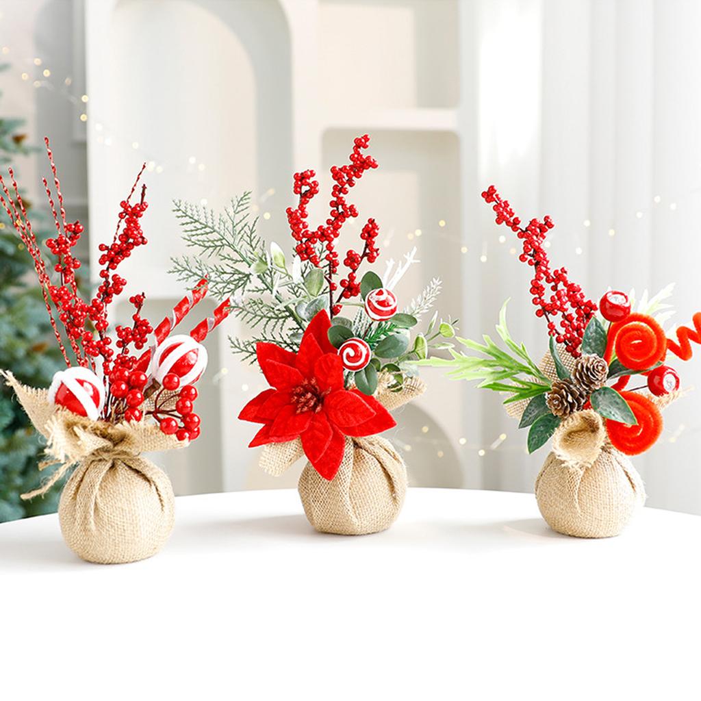 Christmas Decorations, Desktop Christmas Tree, Artificial Christmas Tree, Potted Plant Bouquet, Small Artificial Tree Desktop Ornament.