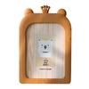 Plastic, Glass 7 Inch Animal Shaped Wood Grain Photo Frame 7 In Brown Animal Outline Desktop Wall Display Frame