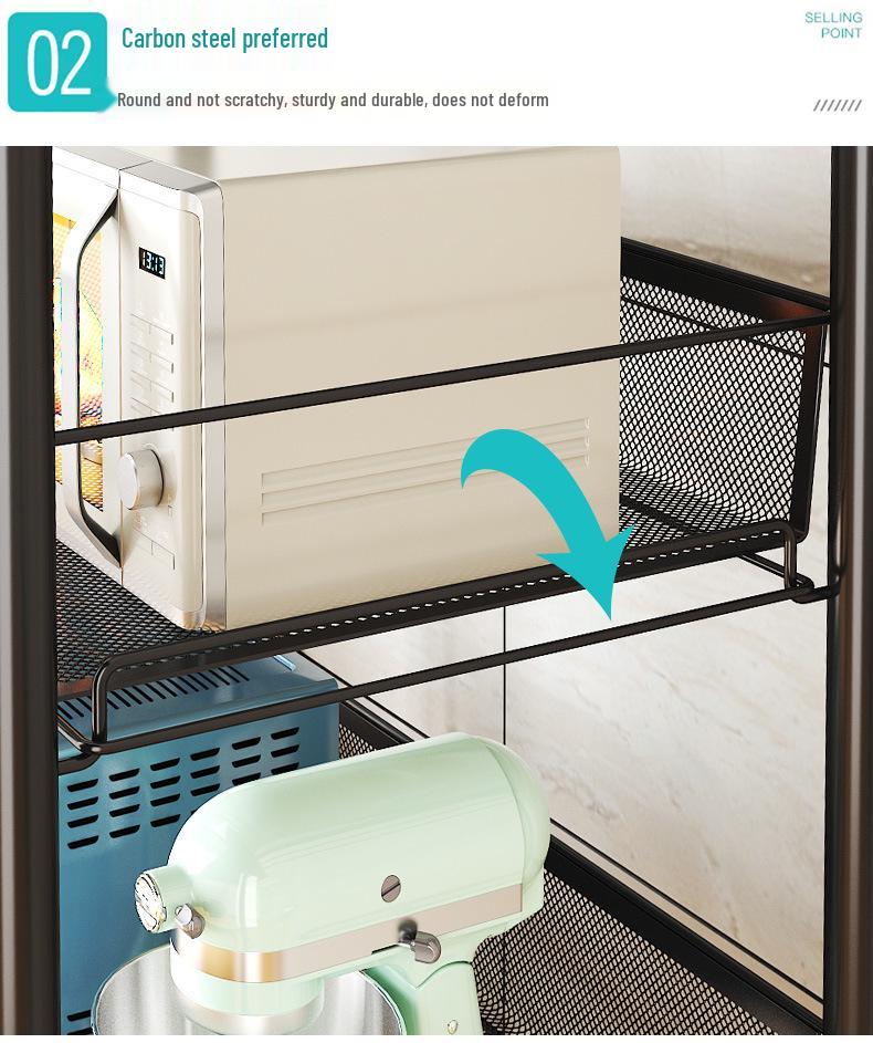 Multi-layer Movable Kitchen and Bathroom Storage Trolley and Vegetable Basket