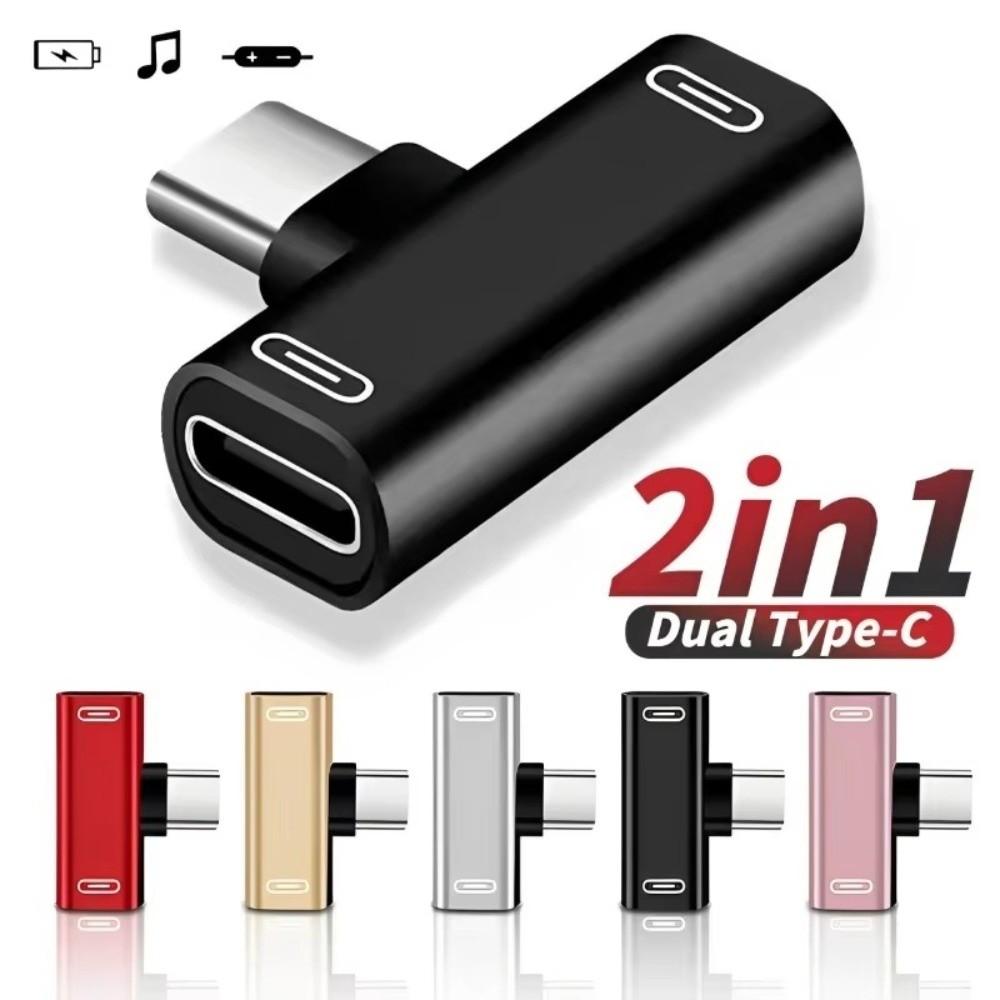 2Pcs Type C Male To Dual Type C Female Splitter Converter Data Transfer Adapter Phone Accessories