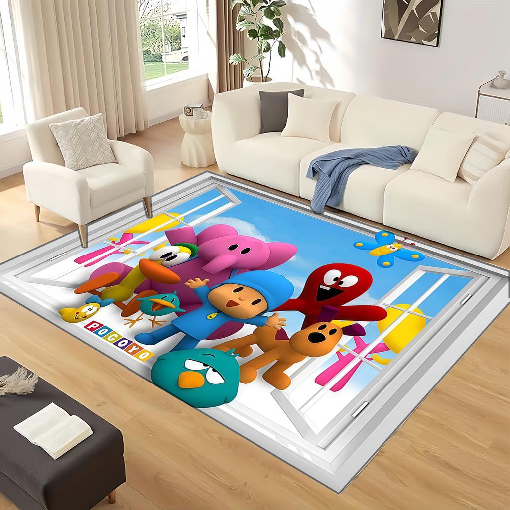 3D Fun P-Pocoyo Elly Pato Cartoon Carpet Rug for Home Living Room Bedroom Sofa Doormat Decor,kids Play Non-slip Floor Mat Gift