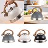 Whistling Kettle Tea Maker Cookware for Stovetop Top with Wood Folding Handle