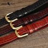 Trendy, Retro, Stylish, Versatile, Top-grain Pure Cowhide Woven Belt for Men, Genuine Leather, Copper Buckle, Woven Denim Belt