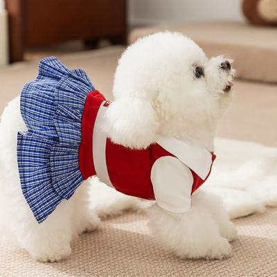 Fashion Soft Cat Bowknot Dress Cute Preppy Style Dog Shirt Dress Creative Shirt Collar Pet Princess Skirts Pet Party