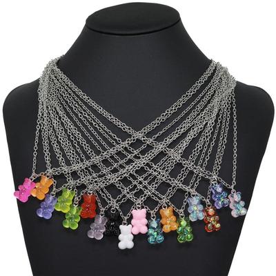 Mode Candy Farbe Niedliche Bär Kette Anhänger Halskette für Frauen Tier Bär Schmuck Beste Freunde Geburtstag Party Geschenke