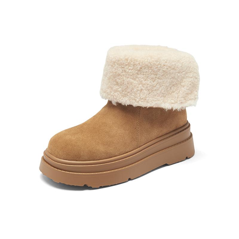 Augustine platform snow boots women's 2025 new winter piled thickened cotton shoes folded two wear fluffy short boots