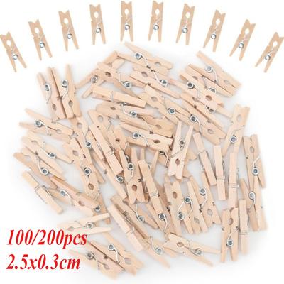 Mini 25mm Naturholzklammern Fotoklammern Wäscheklammer Kleidermappe Hochzeitsfeier Holzklammer Klammern Wäscheklammern Dropshipping 100 Stück