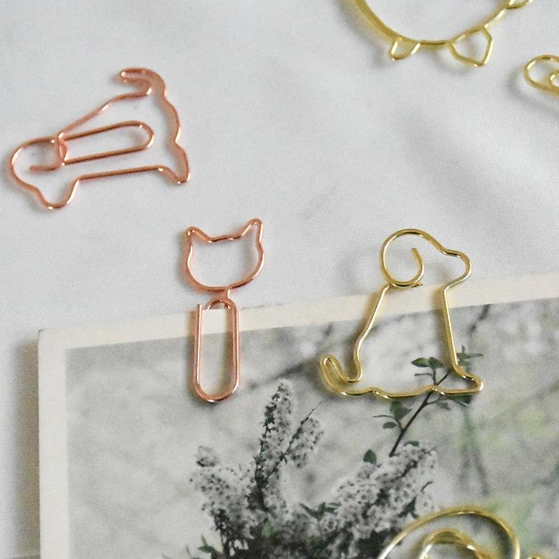 Cute Animal Shaped Golden Metal Decorative Paper Clip Bookmark Gift