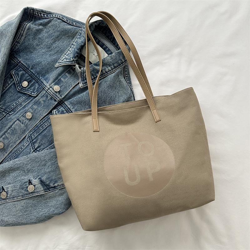 

Stylish Large Capacity Student Tote Bag For Class With Trendy Street Style Design Without Pendant хакі
