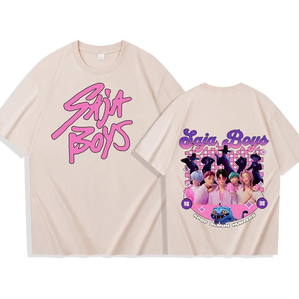 KPop Demon Hunters Saja Boys T-shirt Harajuku O-neck Casual Shirt Gift Men Women Short Sleeve Oversized Y2k Male Female Clothing