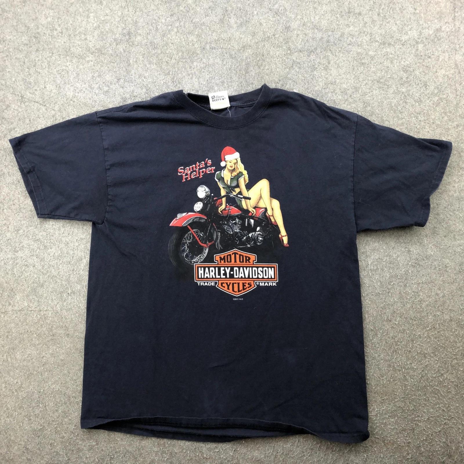 Harley-Davidson Shirt Mens Large Black Santa s Helper Christmas 2011 2XL