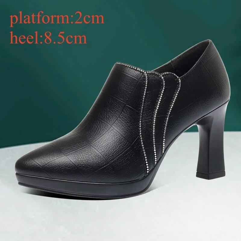 

Удобные туфли-лодочки из мягкой кожи с глубоким вырезом 6,5 см 8,5 см, женские туфли на блочном высоком каблуке, обувь для офиса, для модели, для мамы 40