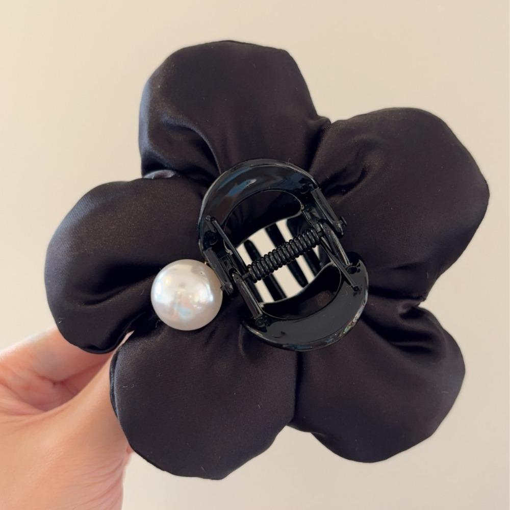 

Fabric Floral Hair Clips Large Flower Ponytail Fashion Shark Clips Women Girl чорний