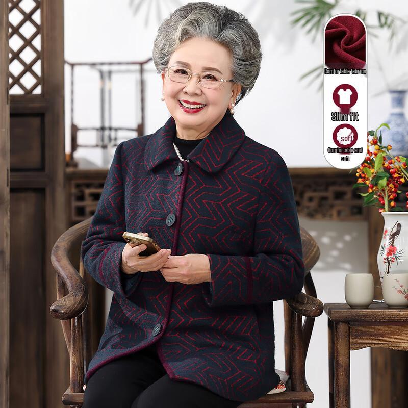 

Осеннее пальто из смесовой шерсти для пожилых женщин L