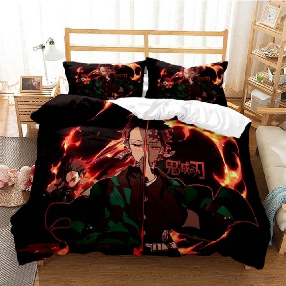 Anime Demon Slayer Sengetøysett Japansk Tegneserie Sengetøy 200x220 Tenåringsjenter Twin Single Queen King Full Dynetrekksett