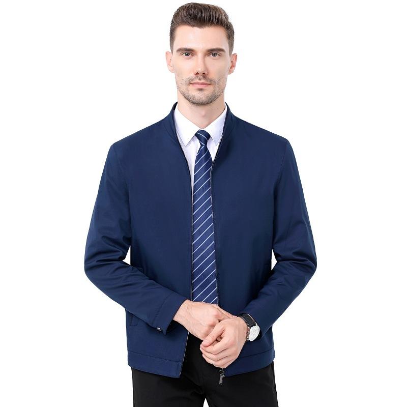 

Весна и осень новый высококачественный пиджак мужской среднего возраста деловой повседневный пиджак мужской воротник стойка шелковица тонкий топ 195