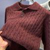 Men's Trendy Korean Cable Knit Collared Polo Sweater – Versatile Autumn/Winter Fashion
