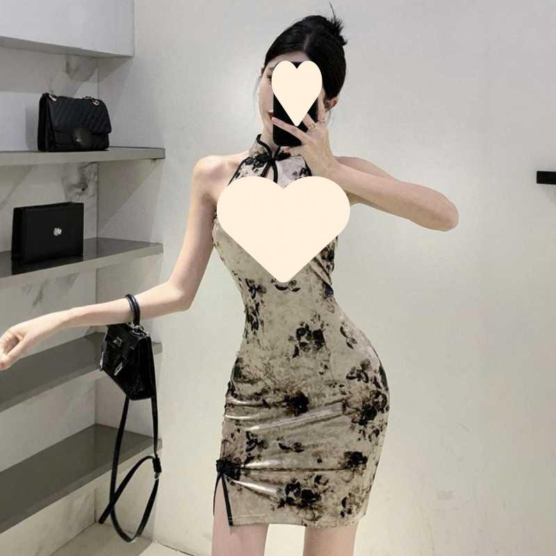 Verbessertes Cheongsam kleines Man-Aussehen groß Spice Girl sexy ärmellos figurbetont hüftumschließend Temperamentkleid