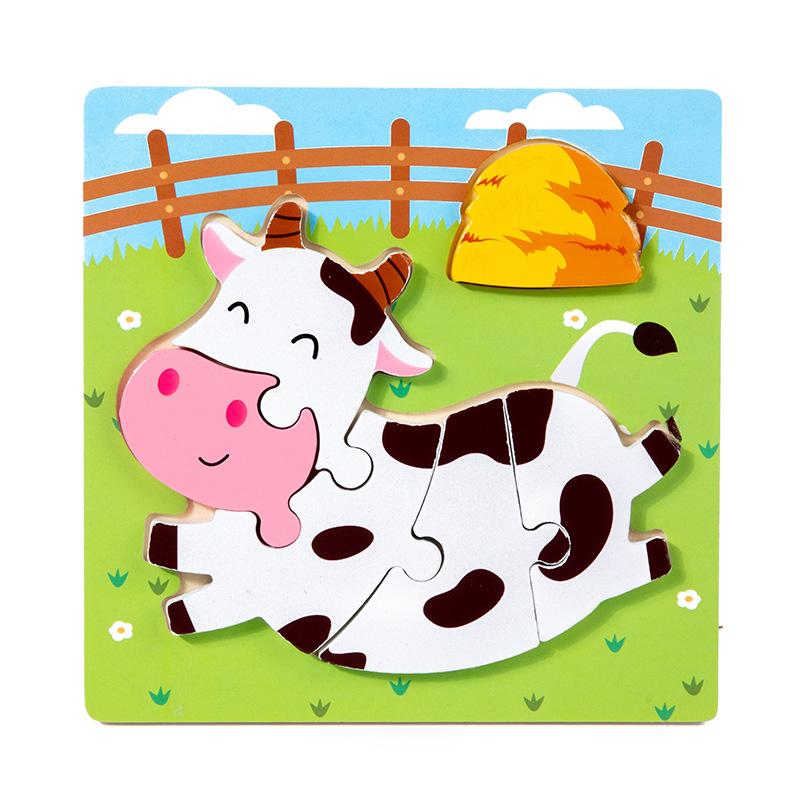 Holz Kinder 3-6 Jahre alt Cartoon dreidimensionales Puzzle Früherziehung Tier Lebensmittelpaarung Früherziehung Lernspielzeug