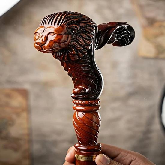 personalized Lion Head Walking Cane Wooden Walking Stick Handmade Gentlemen Cane  Style Gift for Men Decorative Mobility Stick