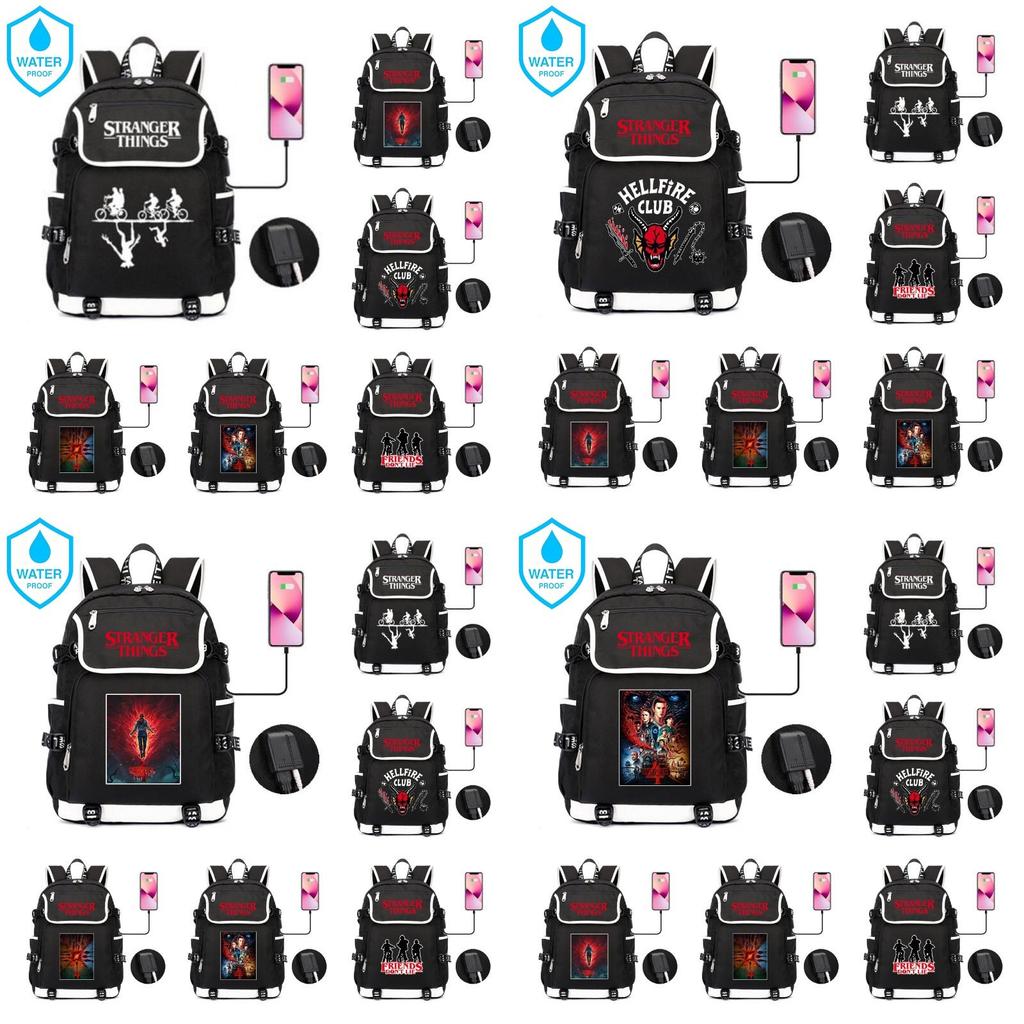 Mochila Impermeable Stranger Things 4 Perfecta Para Estudiantes Y Adultos Con Gran Capacidad Y Función Recargable USB