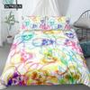 3D Skull Duvet Cover Set Colorful Skull Gothic Watercolor Tie Dye Comforter Cover Microfiber Sugar Skull Queen Size Bedding Set