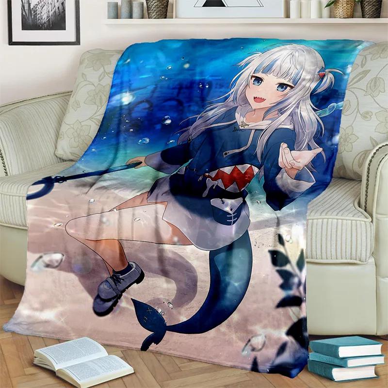 3D Cute Gawr Gura Hololive Cartoon Blanket,Soft Throw Blanket for Home Bedroom Bed Sofa Picnic Travel Office Cover Blanket Kids