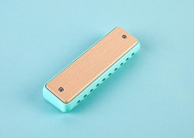 Hape x x Ages 3 and Wooden Musical E8916 Harmonica, Blue-Green, 4.4 14.5 2.6 cm, Up, Instrument, Toy,