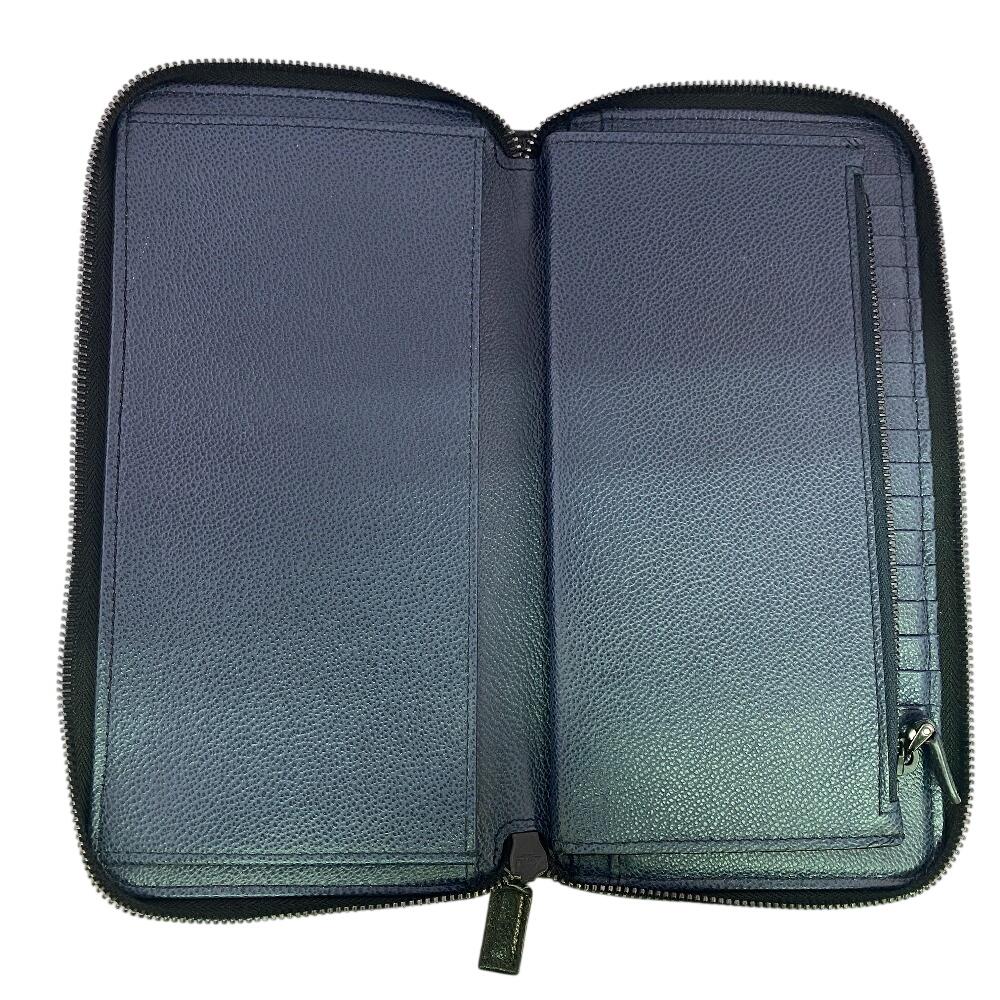 PRADA 2ML220 Logo Organizer Travel Case Passbook Case Witte Loglein leather Purse black leather Used