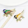 Bird Brooch  New Oil Drop Painting  Simple Fashion Brooch Pin Suit Temperament Alloy Pearl Neckpin Jewelry