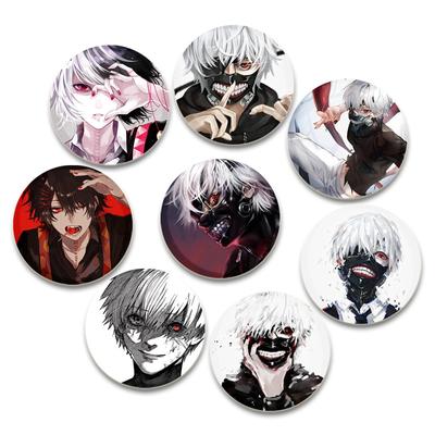 Spille classiche da 32/44/58 mm con il distintivo di Anime Tokyo Ghoul di Kaneki Ken, spille in latta fatte a mano, spille per il petto per zaino, vestiti, accessori regalo