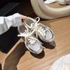 Leather platform ballet shoes women's new summer mesh breathable sports