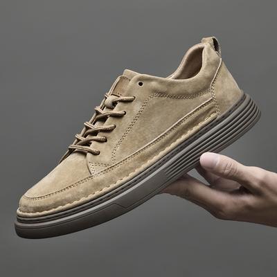 New Comfortable Breathable Men's Casual Shoes Fashion Lace-up Flat Men Sneakers Genuine Leather Outdoor Walking Shoes All-match