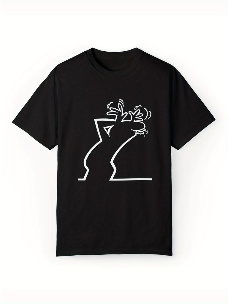 Unisex's Casual Cotton T-Shirt with Reindeer Print