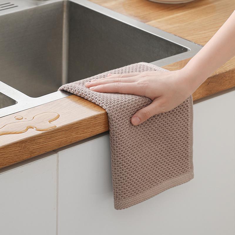 Cotton Honeycomb Absorbent Dishcloth - Non-Stick, Breathable Kitchen Towel for Washing Dishes