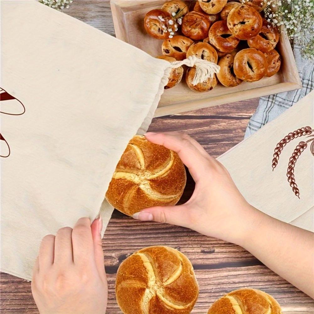 Linen Bread Storage Bag. Reusable Drawstring Keeper for Bread, Toast, Fruits & Veggies.