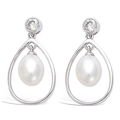 [J8619] - Silver Earrings 'Sissi' Silver White (rhodium-plated) - 20x11 Mm