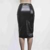 Autumn Winter Females Skirt Sexy Package Hip High Waist Faux Leather Party Office Midi Skirts