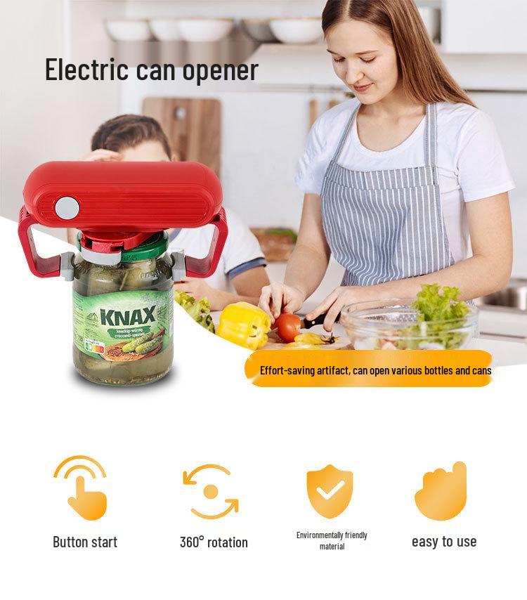 Elektrický otvírák na sklenice a lahve na jeden dotek s designem dvojitého ucha