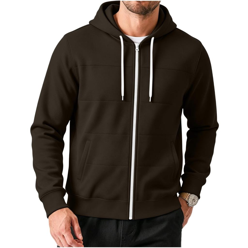 Felpa con cappuccio e zip casual da uomo con tasche per l'uso quotidiano