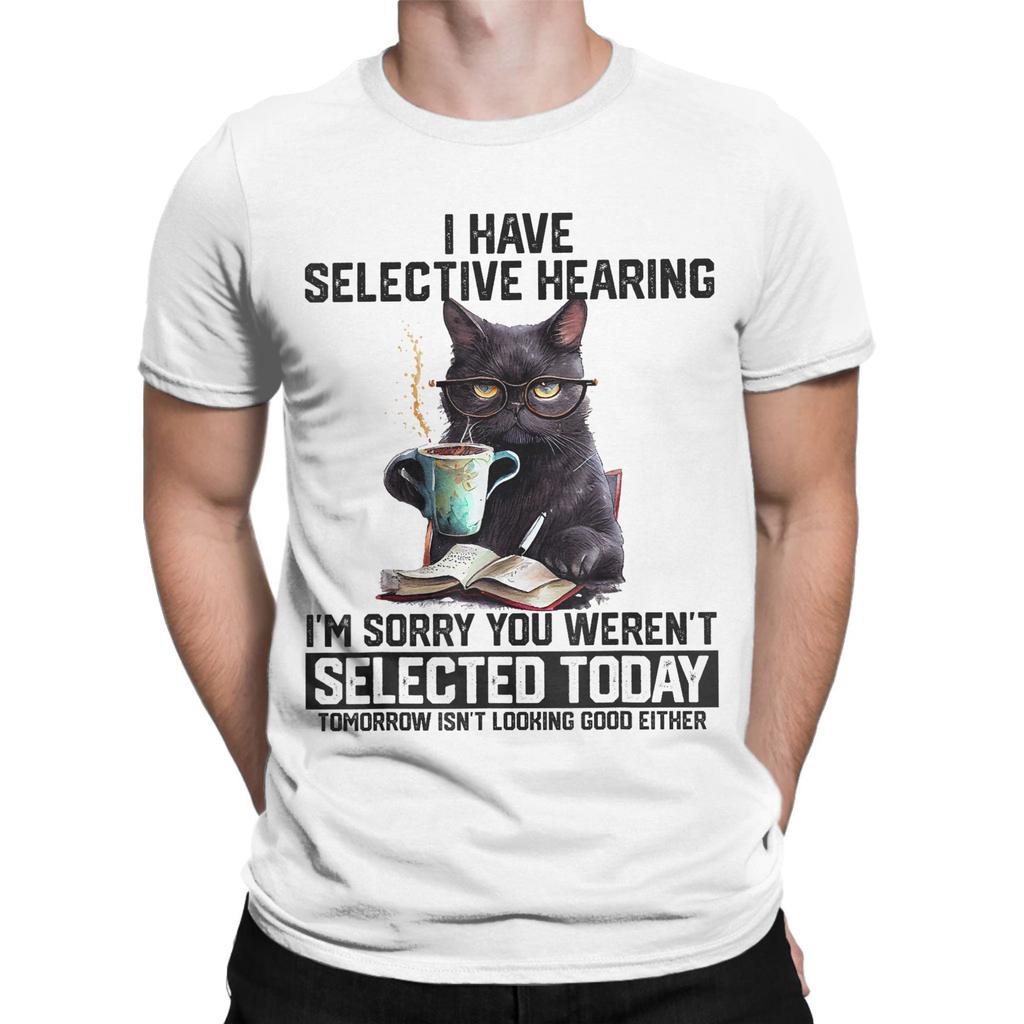 Sarcasm Humor Saying Cat Cotton T-Shirt For Men's Summer  Y2K Fun T Shirts O-Neck Leisure Tees Oversized Casual Clothes