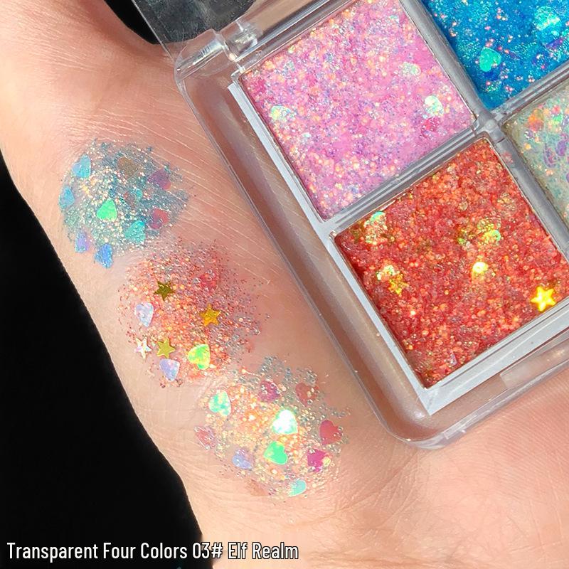 

Палетка теней для век с блестками DIKALU 4 цвета - Тыквенно-вишневый шиммер