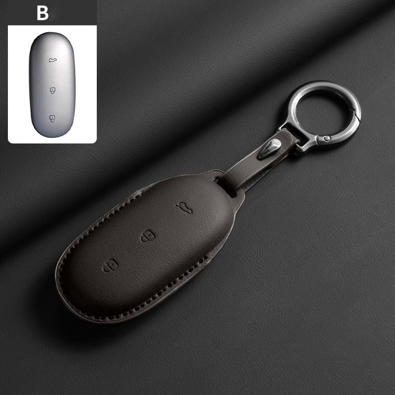 

Leather Car Key Case For Leading Ideal One Li Auto LiXiang L6 L7 L8 L9 Remote Car Accessories Key Shell Cover Fob Holder коричневий