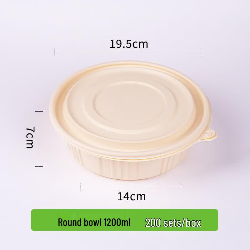 1200ml Compostable Round Meal Box Set
